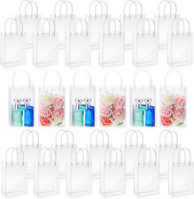 24 Pcs Clear PVC Plastic Gift Bags with Handle Reusable Transparent Gift Wrap To