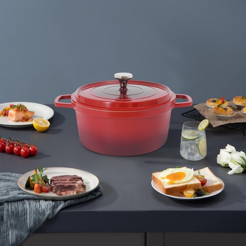 Red Stew Pot with Lid Ceramic Round Stew Pot Pot for Braising Stews Roasting - Picture 5 of 19