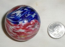 ANTIQUE GERMAN 1890's 1 9/10 " HAND MADE ONIONSKIN GLASS TOY GAME MARBLE MAN ART