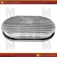 Fits Chevy Ford 15 Oval Polished Aluminum Air Cleaner Full Finned
