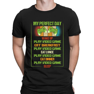 My Perfect Day Videospiele Gaming lustige Vintage Herren Damen T-Shirts Oberteil #BAL