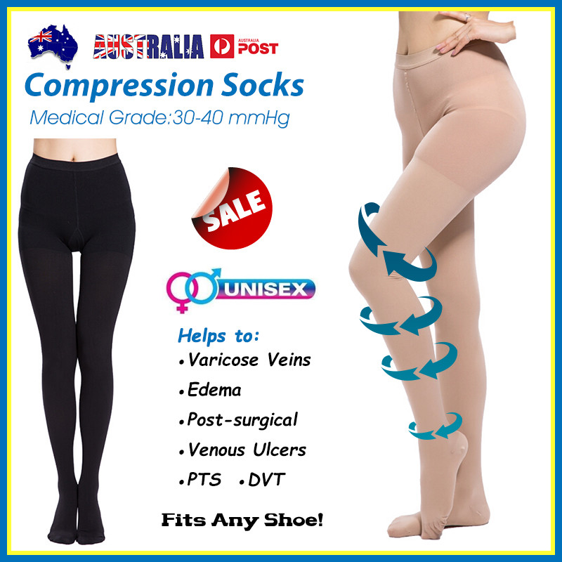 Women Extra Firm 30-40 mmHg Compression Pantyhose Stockings Flight