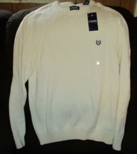 CHAPS Men's 100 Cotton Pullover Sweater Sz.XL Crewneck Kent Essex Cream - NEW