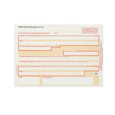 100 x SEPA Überweisungsformular Zahlschein Überweisungsträger Euro 326211