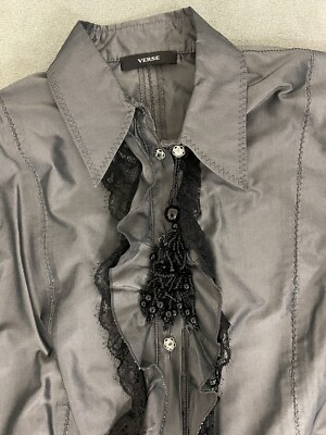  Bluse von Verse in Größe 40 festlich / edel grau-schwarz wNeu !