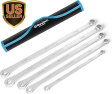 5-Piece Extra Long Wrench Set, Double Box End Wrench Set, 0 Degree Offset, Me...