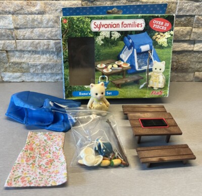 Sylvanian Families Esme’s Camping Set Esme Chantilly Cat Tent Calico  Complete UK