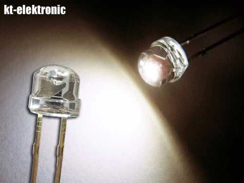 KT-ELEKTRONIC 25 Stück LED 5mm straw hat warm weiß, Kurzkopf Luckylight 484WC1C-W6-1P