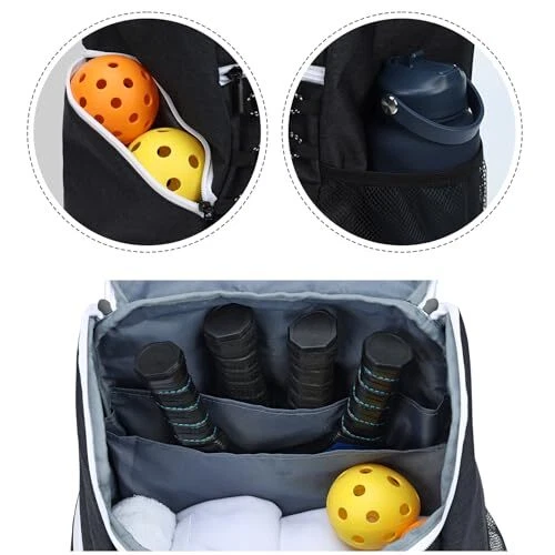Pickleball Bag with Ventilated Shoe Compartment, Sport Backpacks for Pickleball Bag with Ventilated Shoe Compartment, Sport Backpacks for