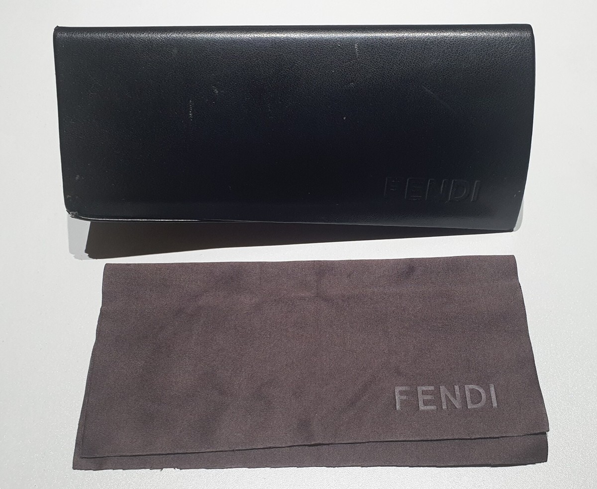 【レア】FENDIのヴィンテージレザーケース FENDI Hard Eyeglass Case ONLY Twist Open Leather Fendi Logo Lined