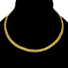 Vintage Napier Gold Tone Braided 16” Collar Necklace