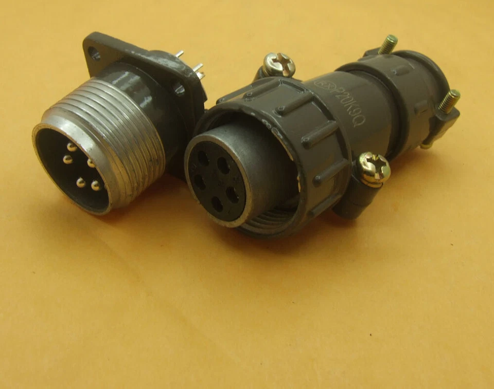 1 set metal P20K9Q Contacts 5-Pin Aviation Plug Connector M20 Panel Mount Flange - Image 2 of 4