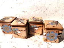 Mexico, Cocotzin Tonala Jai handmade mini ceramic trinket/spice boxes w/lids, VG