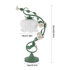 20" Table Lamp Desk Ceramic Light Roses Table Light Iron Holder Glass Lampshade