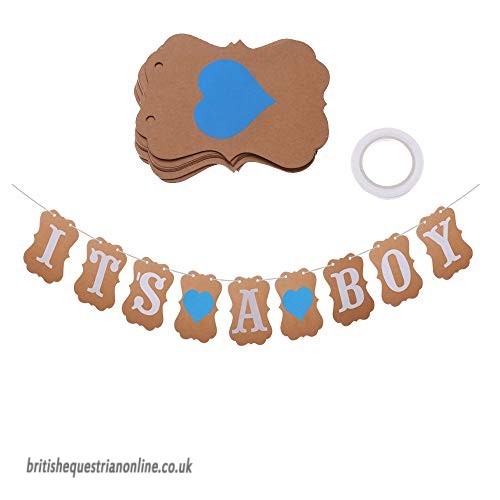 Banner de baby shower banderín es un niño niña fiesta guirnalda foto accesorios letrero rústico - Imagen 12 de 12
