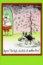 Dog Shorted Out Tree Funny Nobleworks Christmas Card