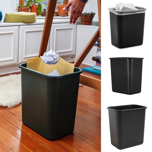 Space Saving Trash Can Fits Under Desk For Home Wastebasket Easy To Clean Black