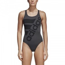 Adidas Women's Graphic Infinitex + Performance One Piece Swimsuit Grey Size UK34