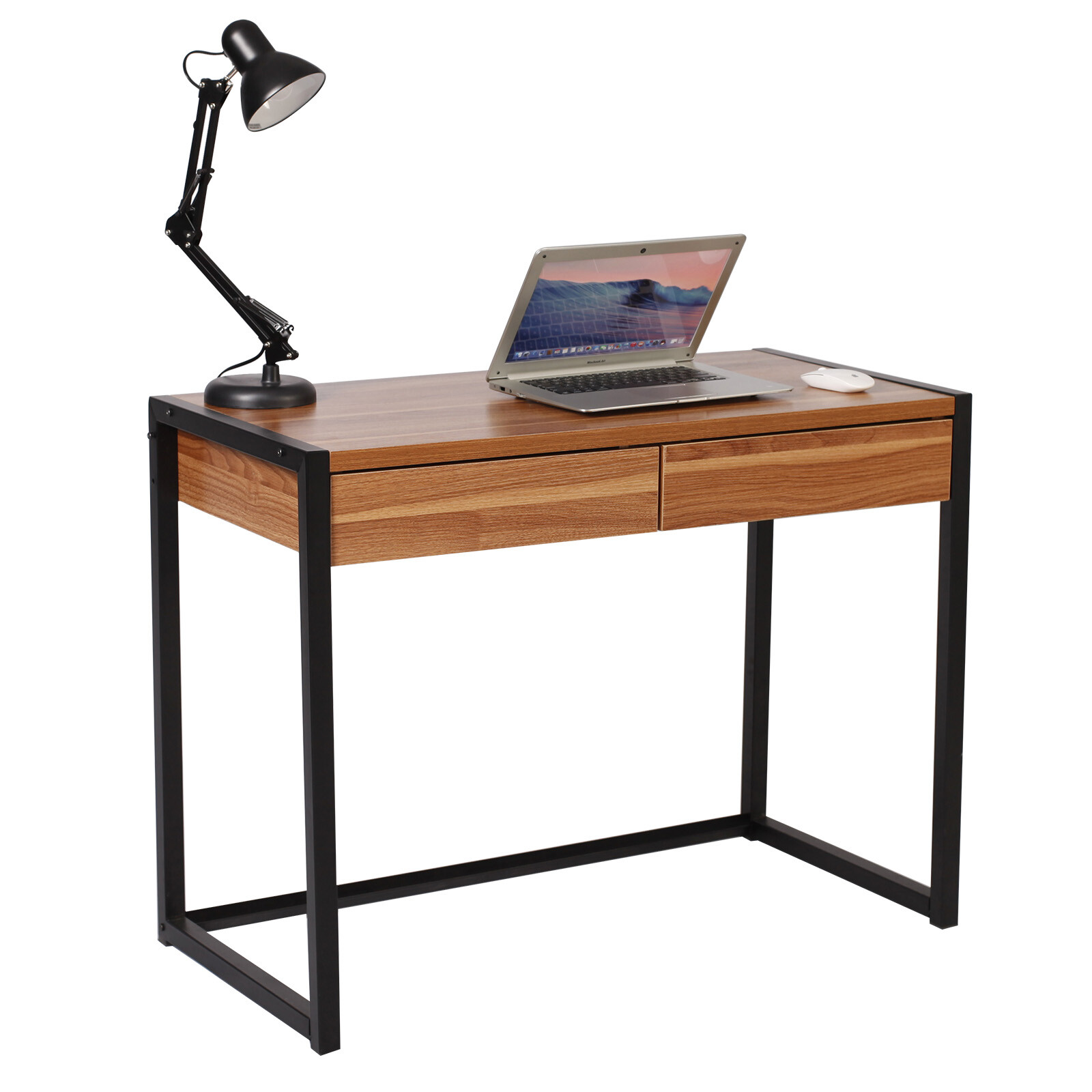 Immagine 1 - Scrivania Ufficio con 2 Cassetti Tavolo da Lavoro Porta PC in Legno WOLTU SV04