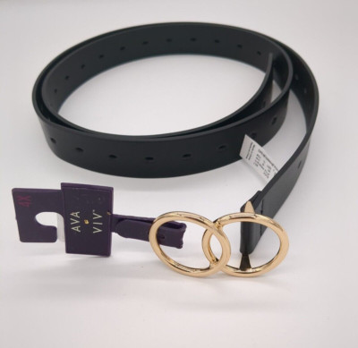 Women's Plus Size Double Buckle Belt - Ava & Viv Black 4X