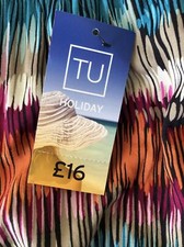 BNWT TU Holiday Ladies Size L Multi Blouson Sun Mini Dress