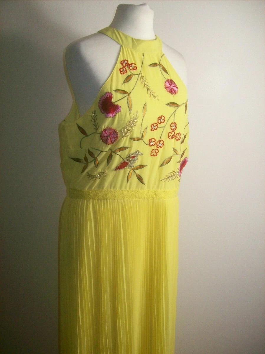 Frock And Frill Embroidered Top Pleated Maxi Dress Size UK 16 eBay