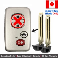 2x New Replacement Keyless Key Fob For TOYOTA PROXIMITY REMOTE insert Key Only