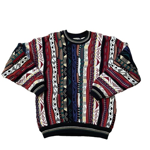 Authentic COOGI 3D Knit Sweater Small Earth Tone Brown Tan Orange