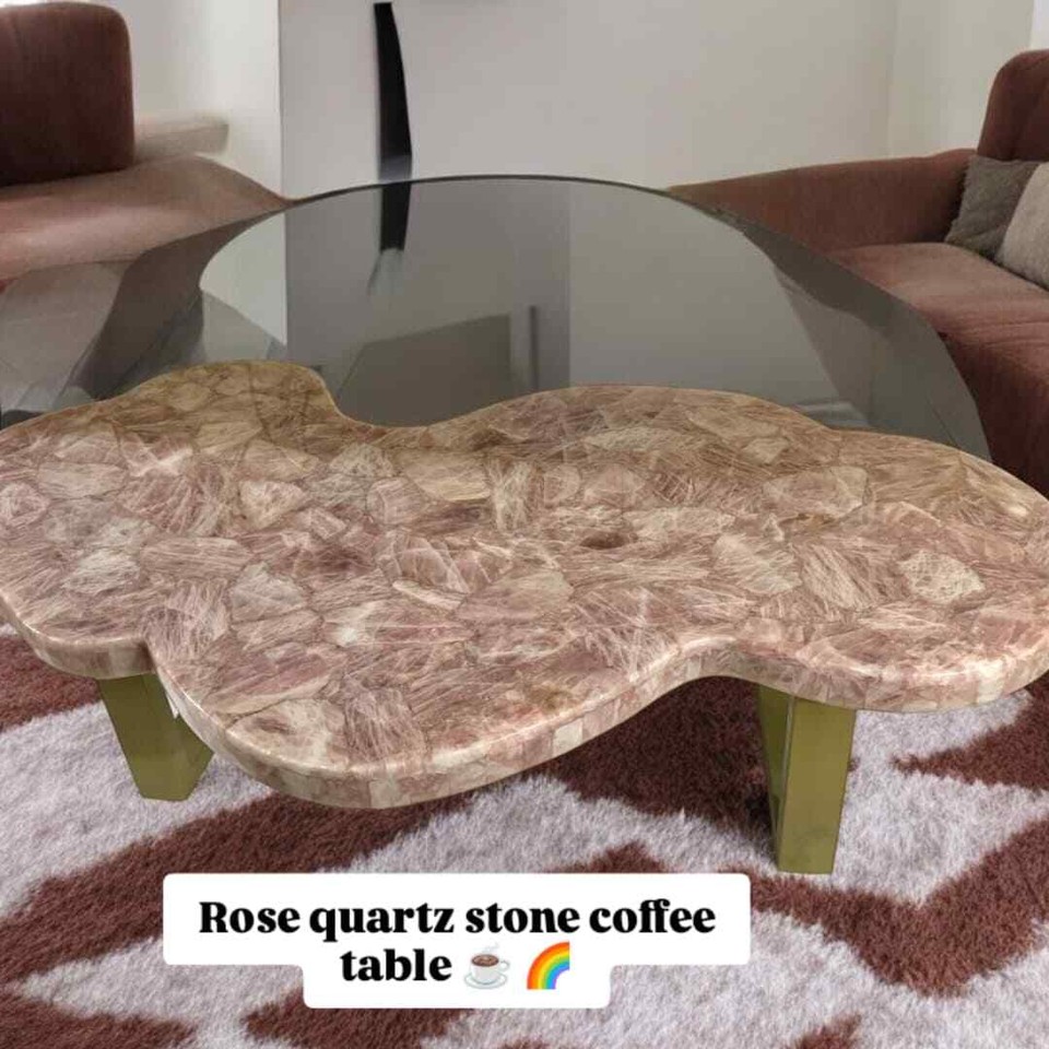 Radiant Rose Quartz Coffee Table Luxury Furniture Centerpiece