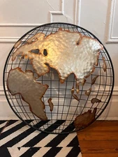 MCM Metal Brutalist Globe Sculpture Curtis Jere half of hemispheres