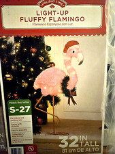 HOLIDAY TIME 32" CHRISTMAS LIGHT-UP PINK FLAMINGO DECOR - NEW
