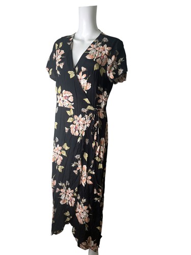 WAREHOUSE Wrap Dress Size Medium 12 Black Mix Floral Zip Womens NEW EU40 RRP £49 - Picture 6 of 12
