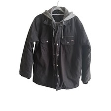 Dickies Black Hooded Work Jacket Men  s XL Quilted Lined Zip Front Utility Coat