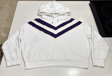 Tory Burch Sports White French Terry Chevron Pullover Hoodie Women's Size S