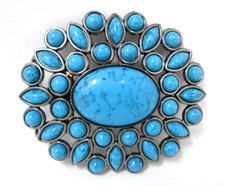 Womens Cowgirl Belt Buckle Western Southwestern Turquoise Style Beads Cabochon