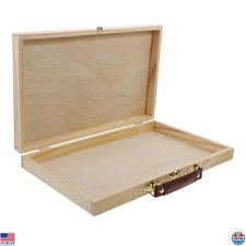 Wakauto Wooden Art Tool Storage Box with Handle & Locking Clasp for Markers,