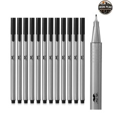 Black Fineliner Pens 12 Pack 0.4 mm Fine Point Water-Based Ink