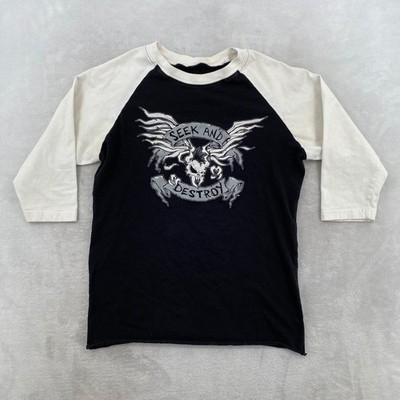 Metallica Seek and Destroy 2009 Tour Raglan Mens Black White 3/4 Sleeve Shirt