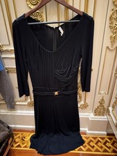 Versace Women's Dress Black Size 42 zip closure  long sleeve dipped neckline