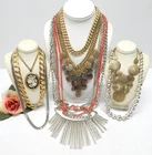 VINTAGE TO NOW GOLD & SILVER TONE FASHION/COSTUME JEWELRY NECKLACE LOT