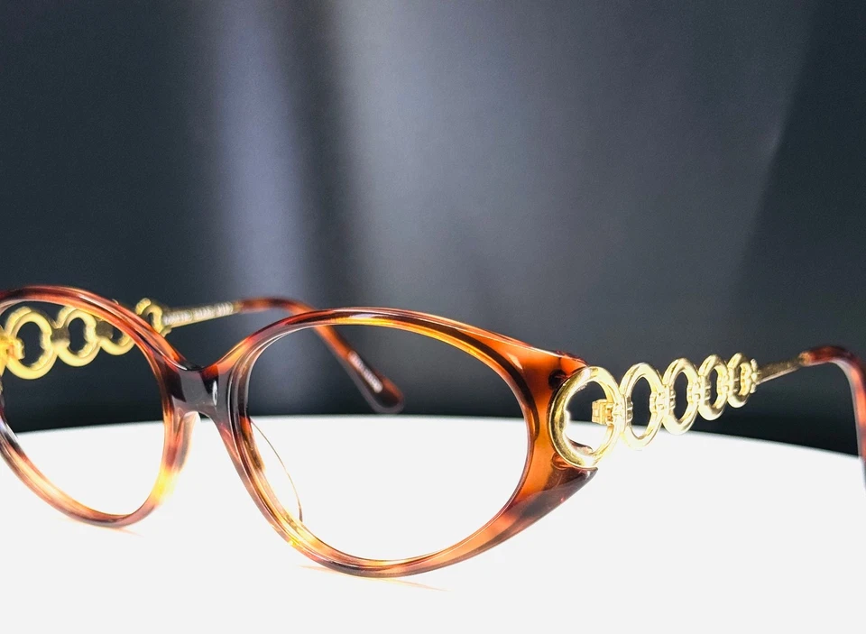 VTG LOOKING GLASS 6102 AMBER Womens Tortoise Gold Oval Eyeglasses FRAMES ONLY - Image 4 of 4