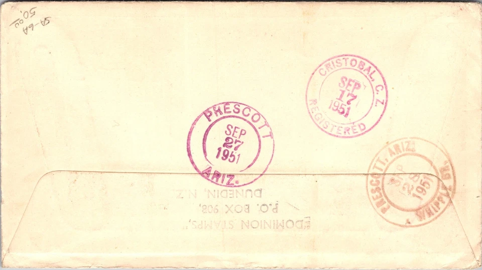 1951 Pitcairn Island Post Office FDC Souvenir Cover to Whipple Arizona AZ USA - Image 2 of 2