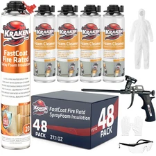 Kraken Bond FastCoat Closed Cell Spray Foam 48Pk Class A Fire-Rated Gun Incl Set