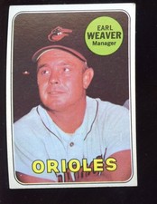 1969 Topps Baseball Card #516 HOFER Earl Weaver Rookie EX+. rookie card picture