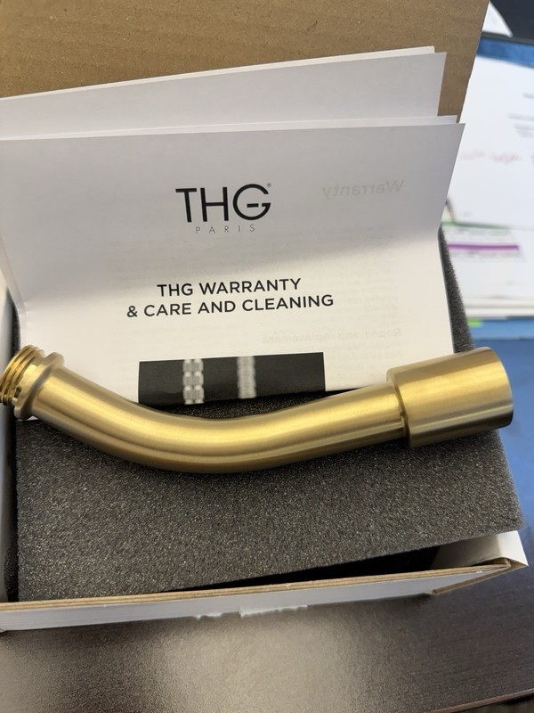 Brand New H50 color code THG Paris Brushed Gold Curved Shower Arm 4 3/4 45degree