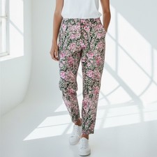 H M Floral Tapered Trousers Women Size 4 Pink