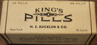 H. E. Bucklen & Co King’s Pills Vintage Medicine Box & Glass Bottle 36 Pills — photo 2