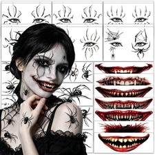 25 Sheets Halloween Prank Makeup Face Temporary Tattoos - Makeup Tattoo Stickers