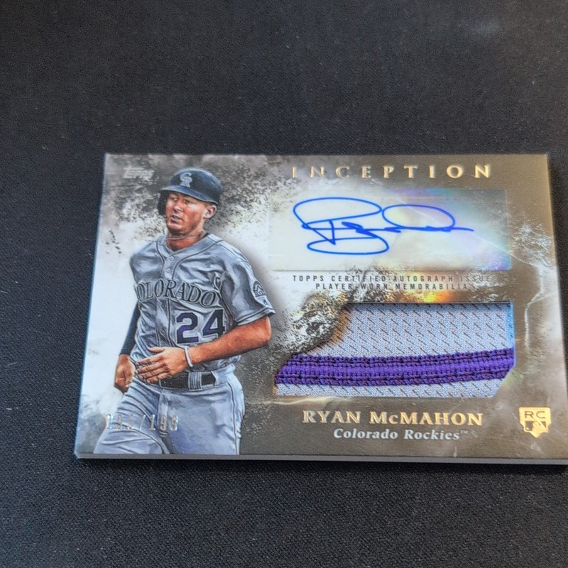 Topps 2018 Inception Ryan McMahon Inception Auto Patch RC /199 Rockies IAP-RM