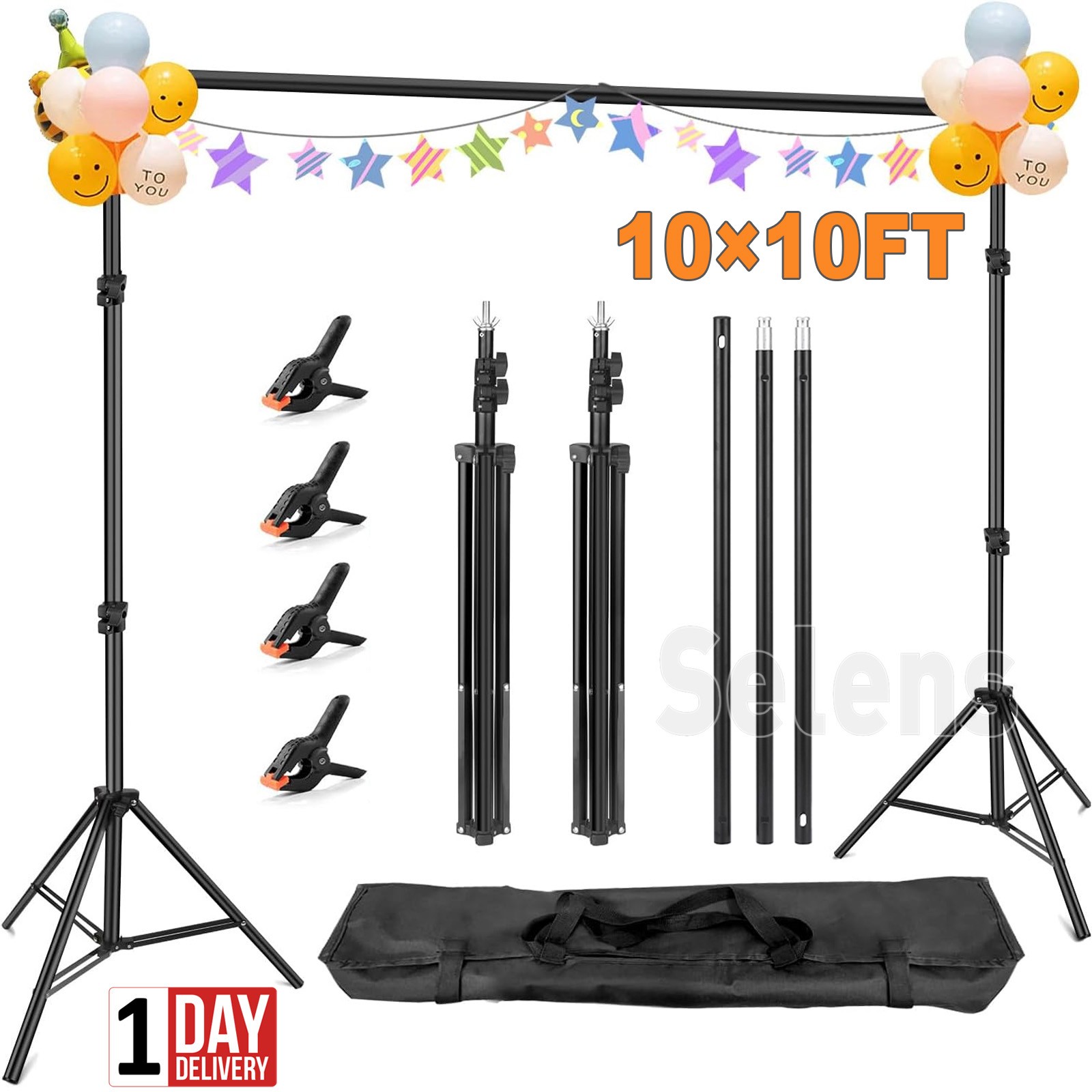 3x3m Photo Backdrop Stand Heavy Duty Adjustable Background Frame Party Wedding